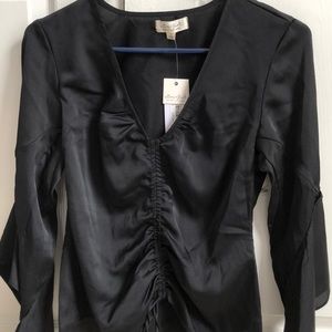 Black chiffon shirt with tie up front